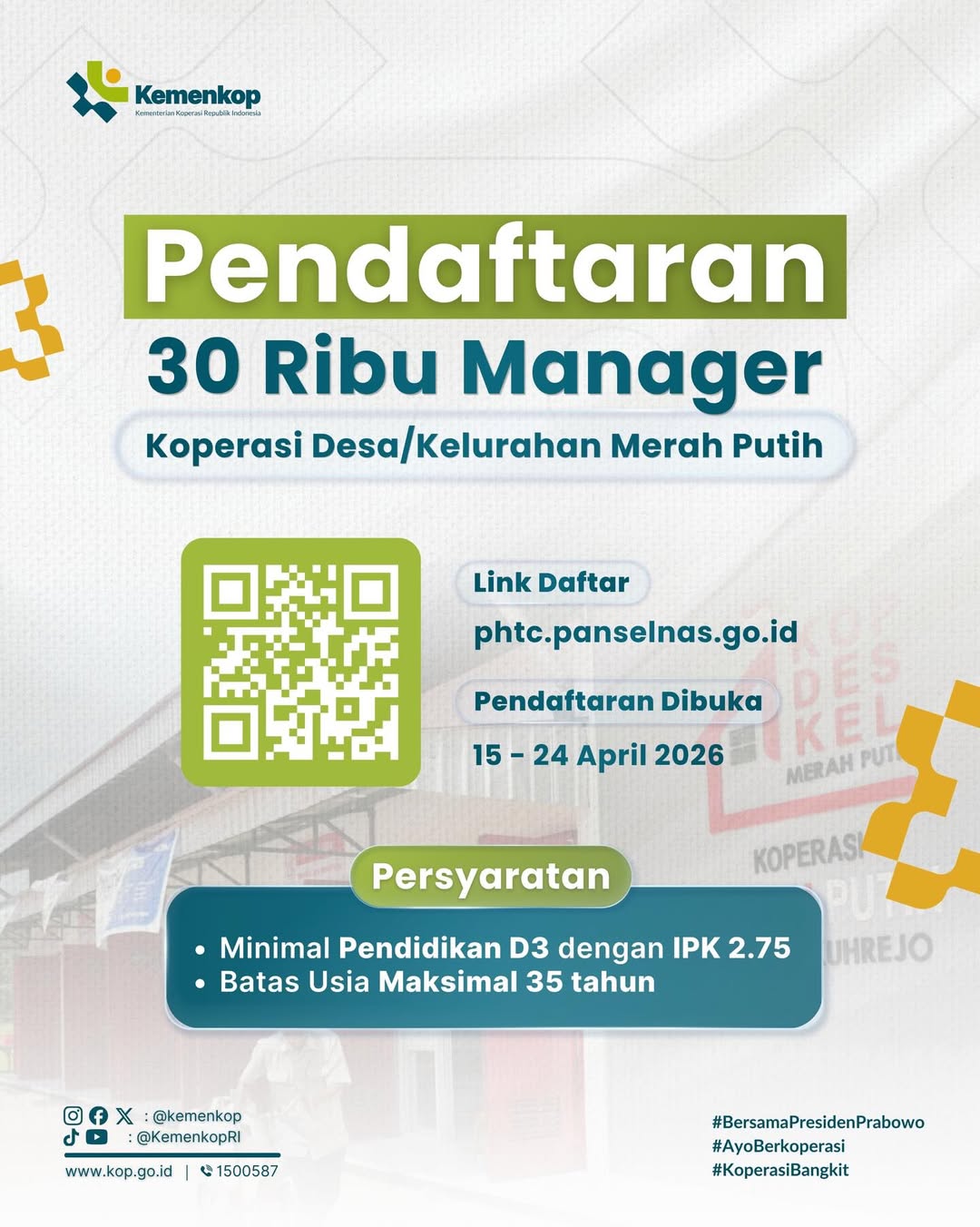 Rekrutmen Nasional 30.000 Manajer Koperasi Desa/Kelurahan Merah Putih